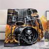 1Pc Drum Set Print Flannel Blanket, High Quality Comfortable for All Seasons, Home Decor, Warmth and Comfort, Perfect for Gifts