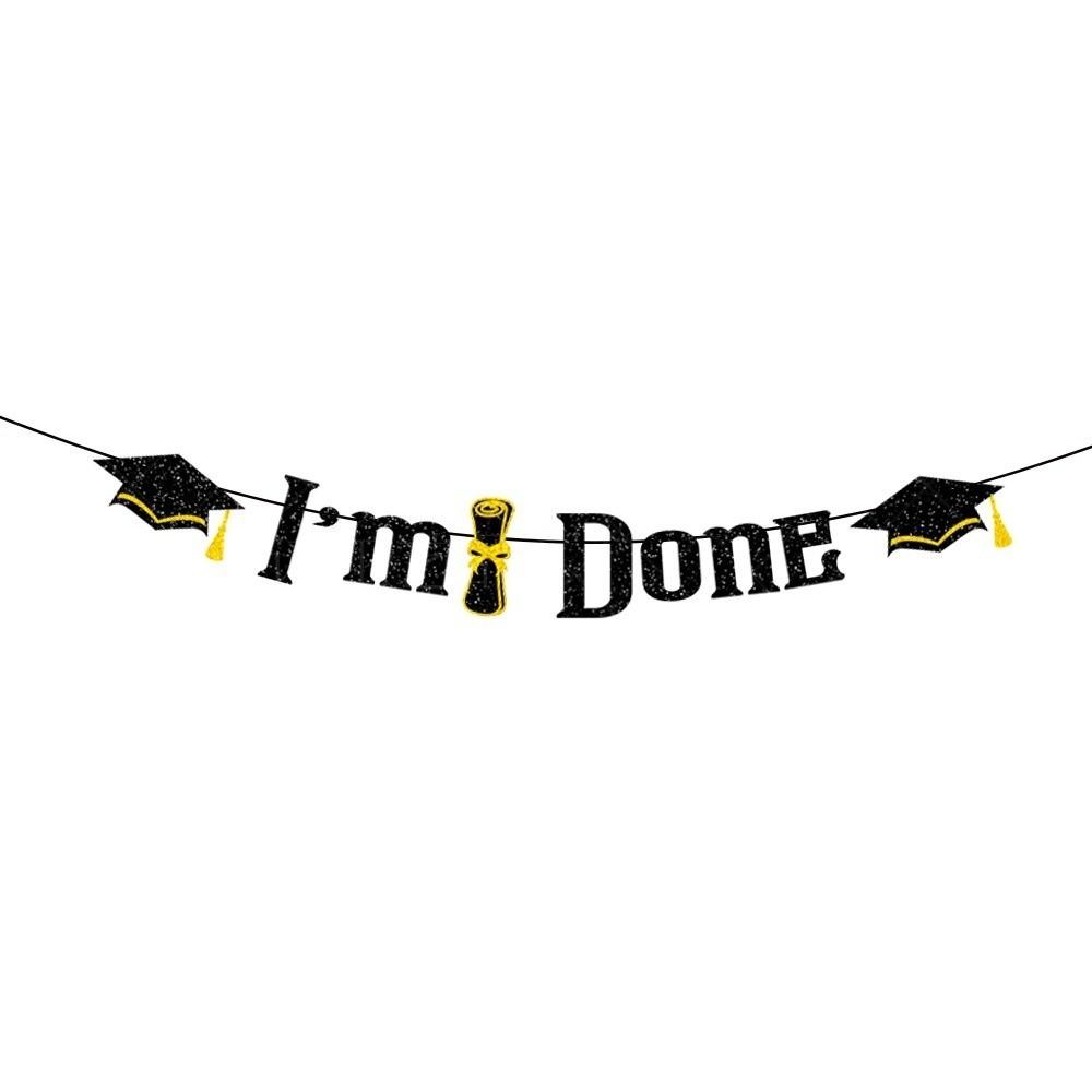 Glitter Decor Graduation Party Banner Reusable Graduation Hanging Banner  Party Supplies
