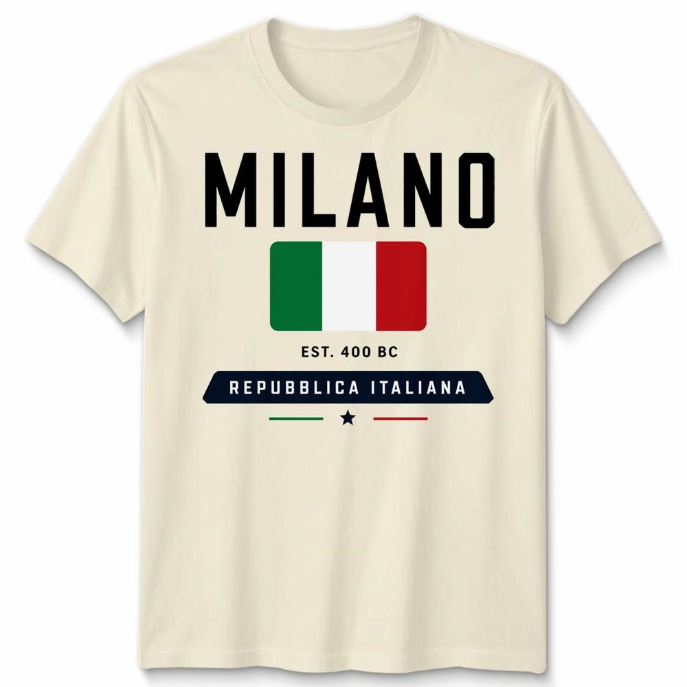 Milano Graphic Unisex Football T Shirt Casual White Soft Cotton Classic Top