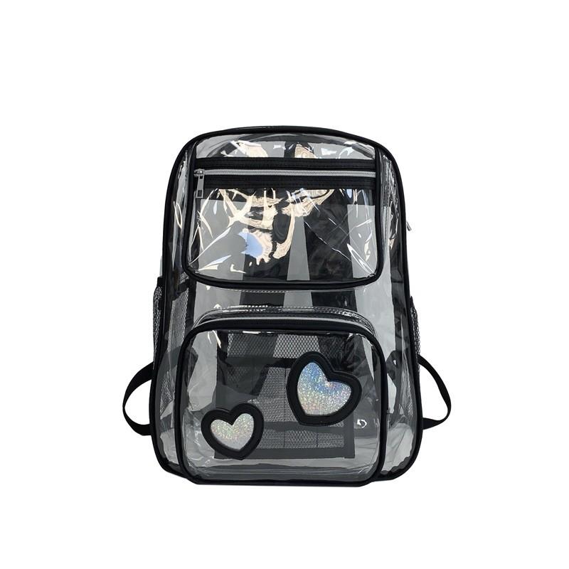 Zaino Trasparente in PVC per Studenti con Design Impermeabile per Viaggi Casual e Laptop da 15 pollici