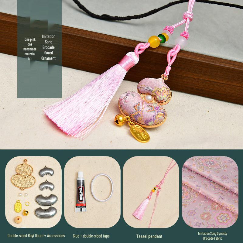 Handmade DIY Car Pendant Kit: Brocade Gourd Hanging Ornament Souvenir