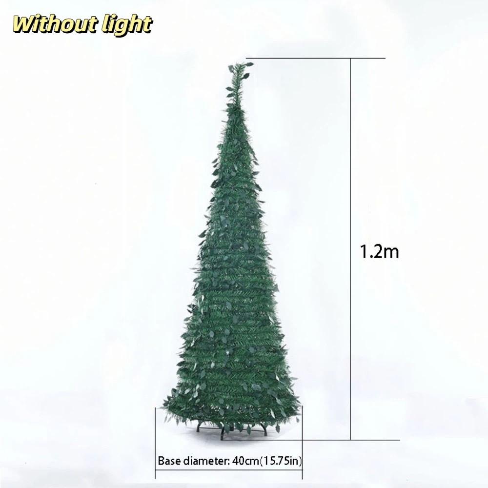 Warm White Lights Folding Christmas Tree Pre-Decorated Collapsible Holiday Tree  Festive Decor