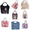 Borsa Tote da Shopping Ricamata con Catena a Palline Giapponese in Tessuto Oxford