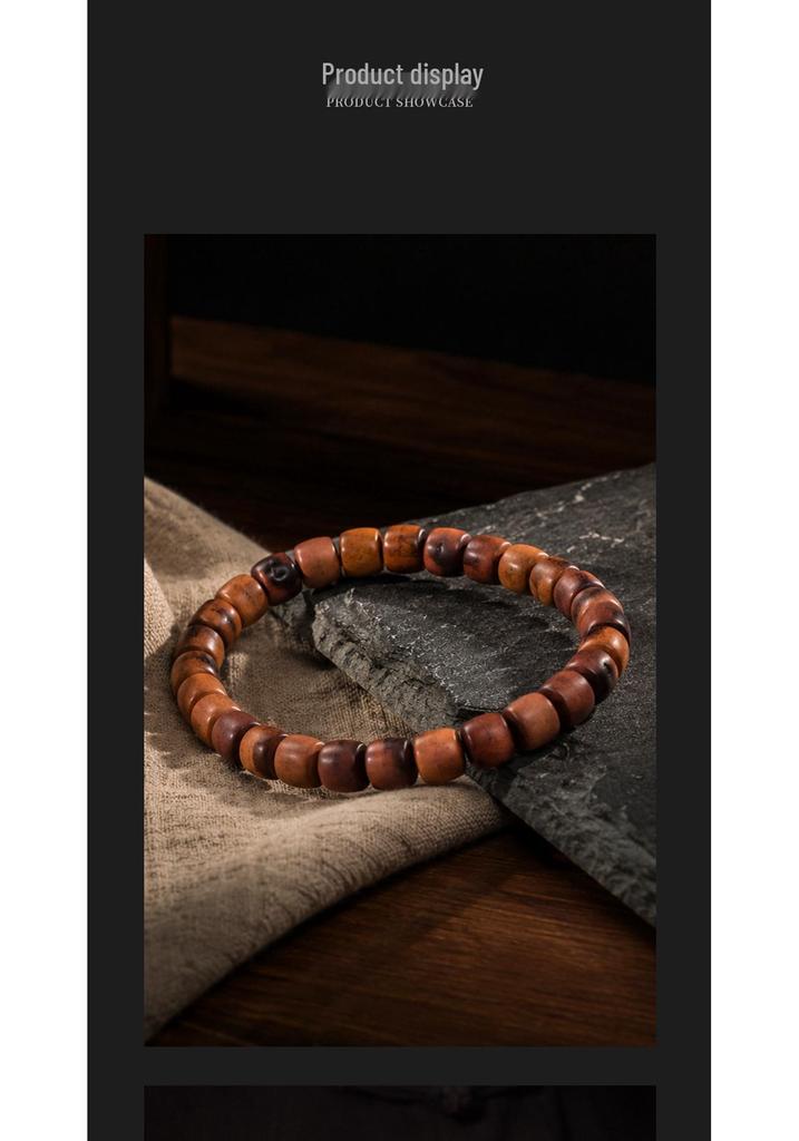Daoist Jujube Wood Bead Bracelet: Original Design with Lightning-Struck Wood, Portable Fortune-Gathering Chinese Style