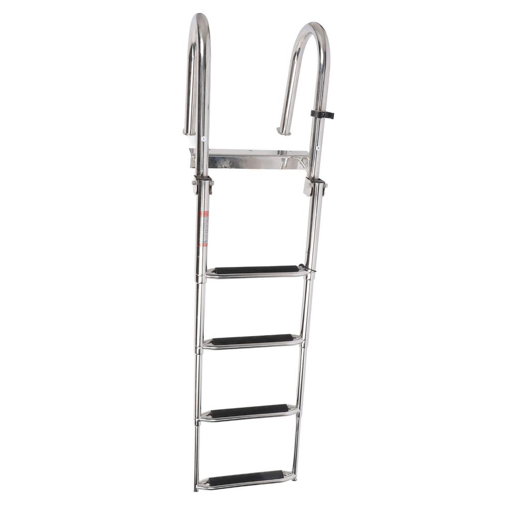 4 Step Boat Pontoon Ladder 316 Stainless Steel Anti Slip Folding Telescoping Deck Ladder with Pedal Hand Railing for