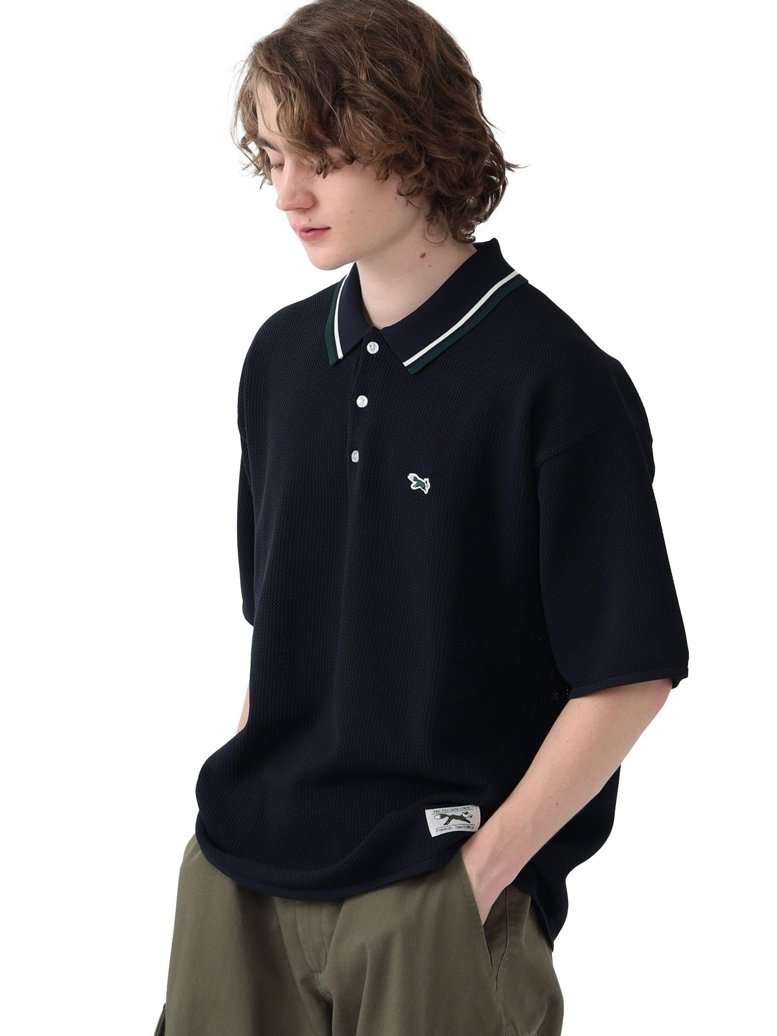 

Beams Heart S/S PENNEY S Fox Knit Polo Shirt, Men s Navy, Size Small