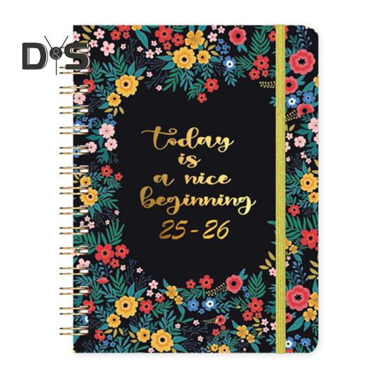 

Планировщик на 2025-2026 гг., июль 2025 г. - июнь 2026 г., ежедневный, еженедельный, ежемесячный, 12-месячный, с цветочным принтом, спиральный переплет, блокнот для домашнего офиса, школы A