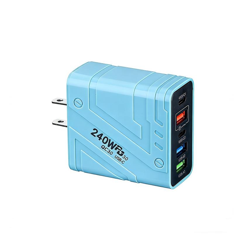 240W 5-Port Usb Type C Fast Wall Adapter Quick Charge Mobile Phone High-Speed Charging Dock For Iphone Xiaomi Phones Tablets