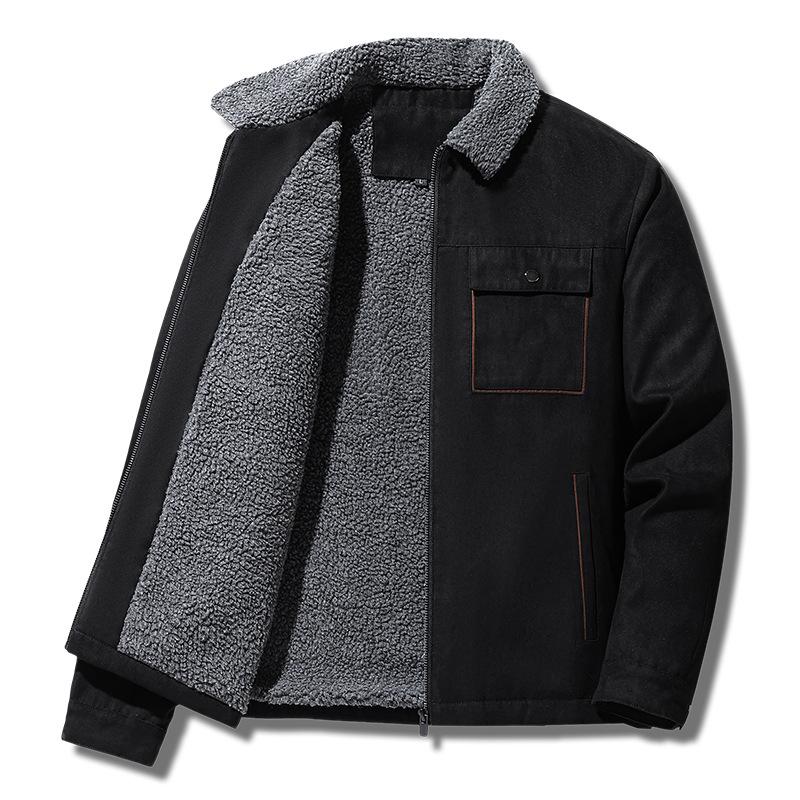 

Мужское замшевое хлопковое пальто, мужское осенне-зимнее свободное воротниковое пальто с бархатным хлопковым пальто XL