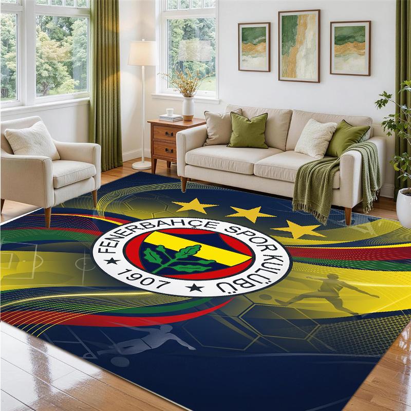 Fenerbahçe FC Design Crystal Velvet Rug Soft Decorative Mat for Bedroom Entrance