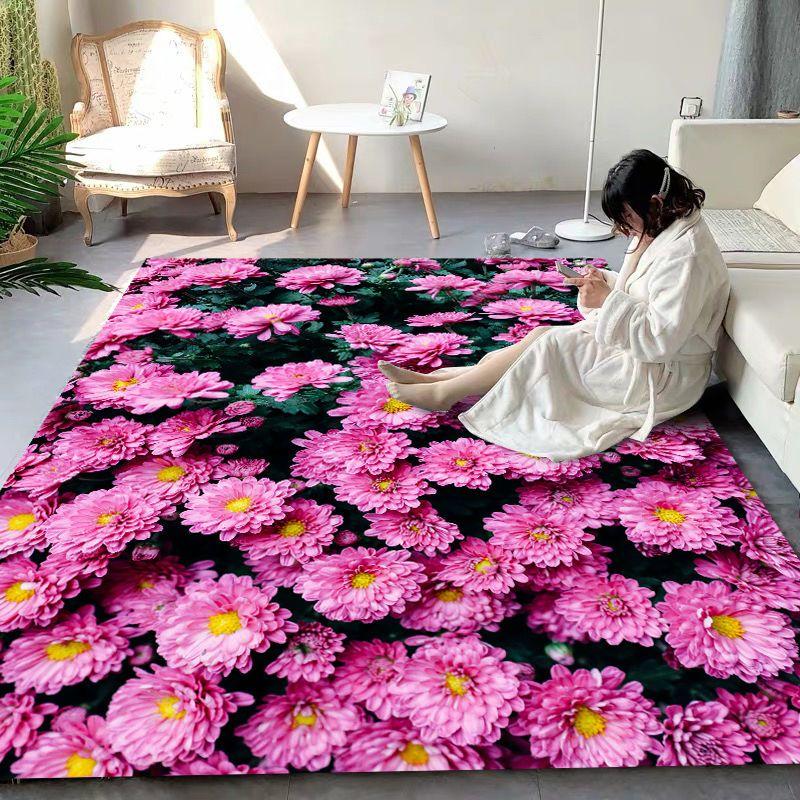 Red Rose Bedroom Carpet Blanket Living Room Coffee Table Floor Mat Washable Custom Mat Door Mat Full of Bay Window Balcony Mat