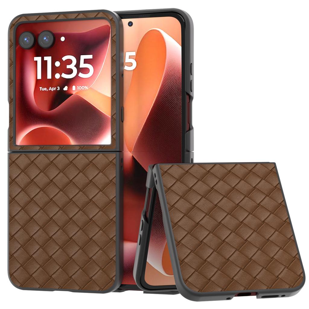 For Motorola Razr 60 Ultra 5G Case Woven Texture PU Leather Coated PC Mobile Phone Cover