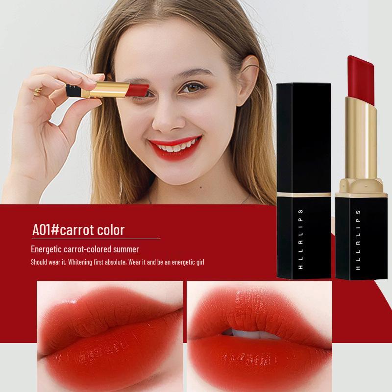 HLLR Маленькая черная туба помады - Стойкая, Водостойкая, Увлажняющая, Отбеливающий блеск для губ для студентов