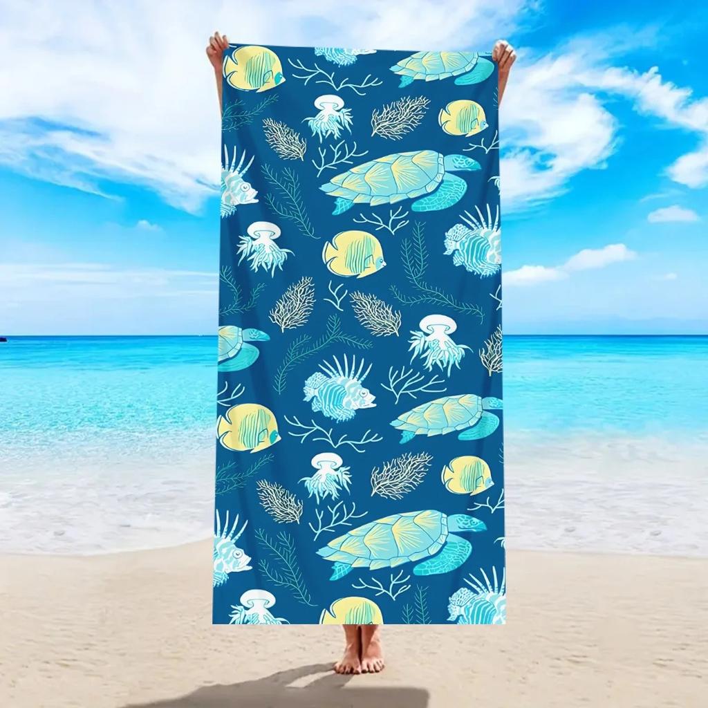 Mandala Sea Turtle Beach Towel Large Ocean Wave Bath Towel Quick Dry Sand Free Swimming Pool Travel Blanket Summer Vacation Gift