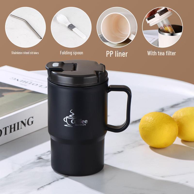 Tazza da Caffè in Acciaio Inossidabile di Grande Capacità con Coperchio