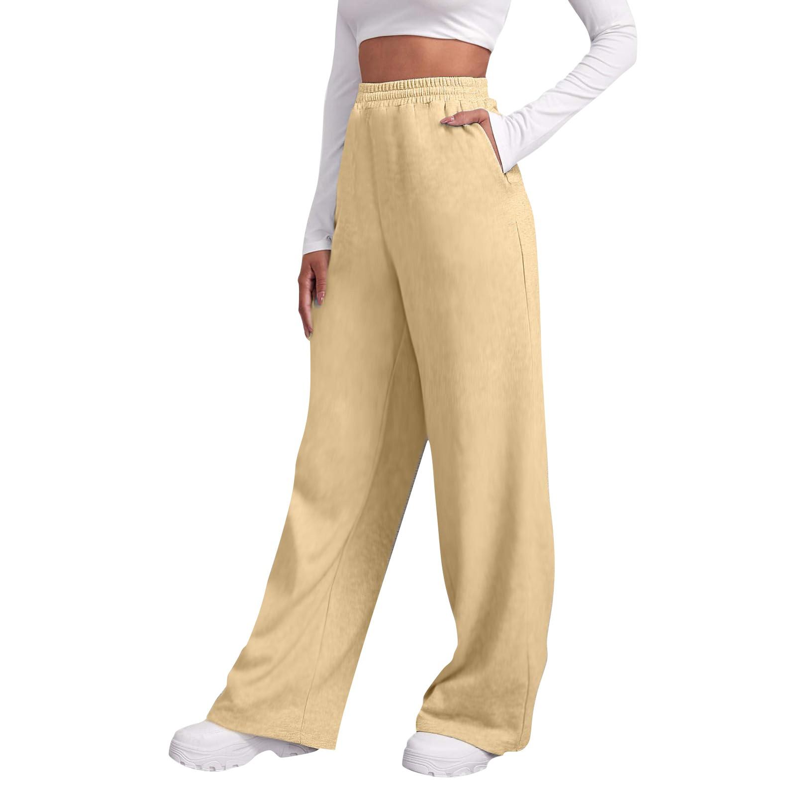 

Женские зимние спортивные штаны, однотонные повседневные брюки, женские флисовые спортивные штаны, широкие прямые брюки XL жёлтый