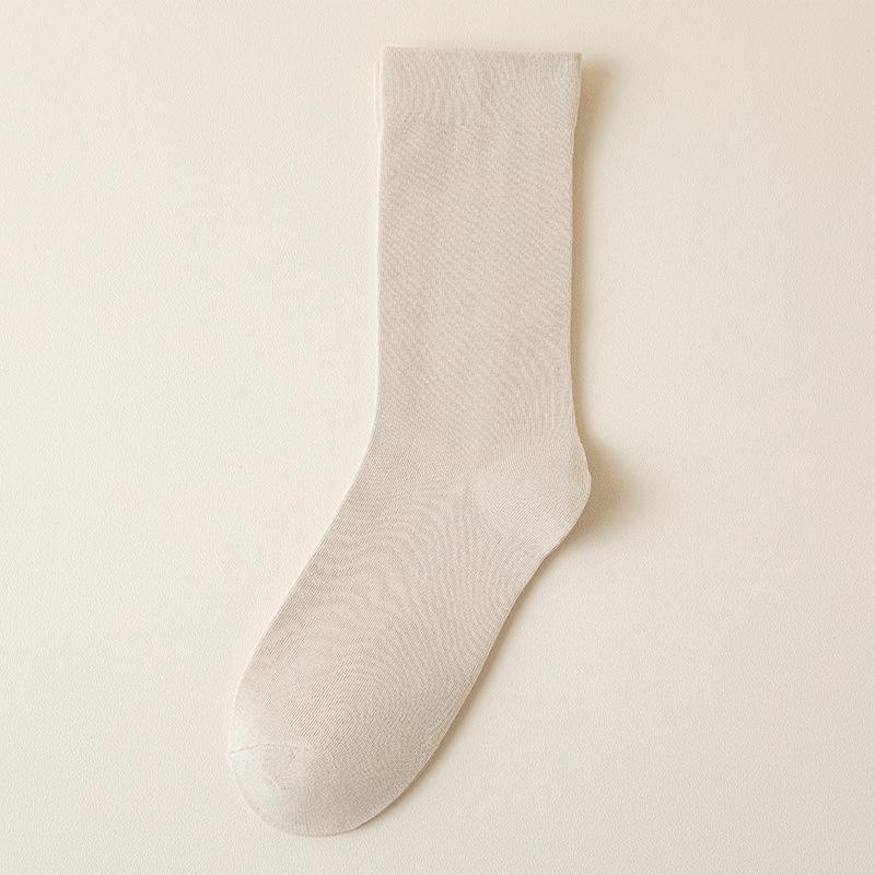 Women's Autumn & Winter Solid Color Cotton Pile Socks – Boneless, Loose-Fit, Mid-Calf, Perfect for Maternity.