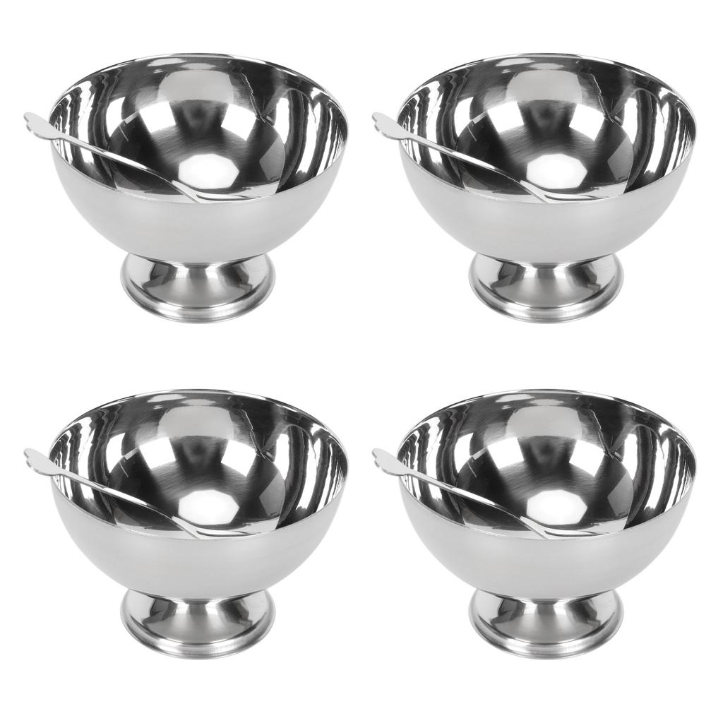 4Pcs Stainless Steel Dessert Bowl Multi Functional Drop Resistant Rustproof Ice Cream Cups with