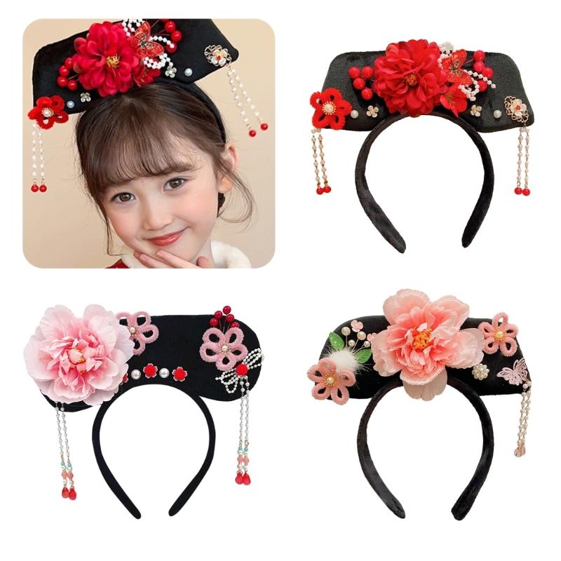 Chinese Princess Hairbands Traditional Headbands Princess Headpiece Costume Chinese Princess Qitou with Flower