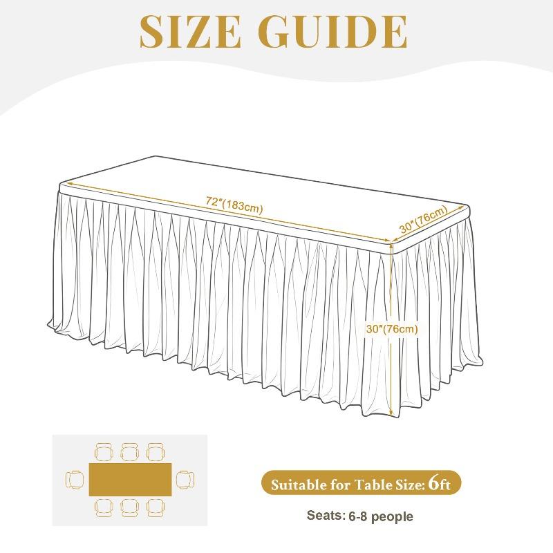 Satin Pleated Table Skirt 4/6/8FT Tablecloth for Wedding Banquet Conference Party Stage Decoration Rectangular Table Cover
