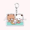 Cute Bubu Dudu Love Keychains Couple Bear Panda Acrylic Keyring for Accessories Bag Pendant Key Chain Jewelry Fans Lovers Gifts