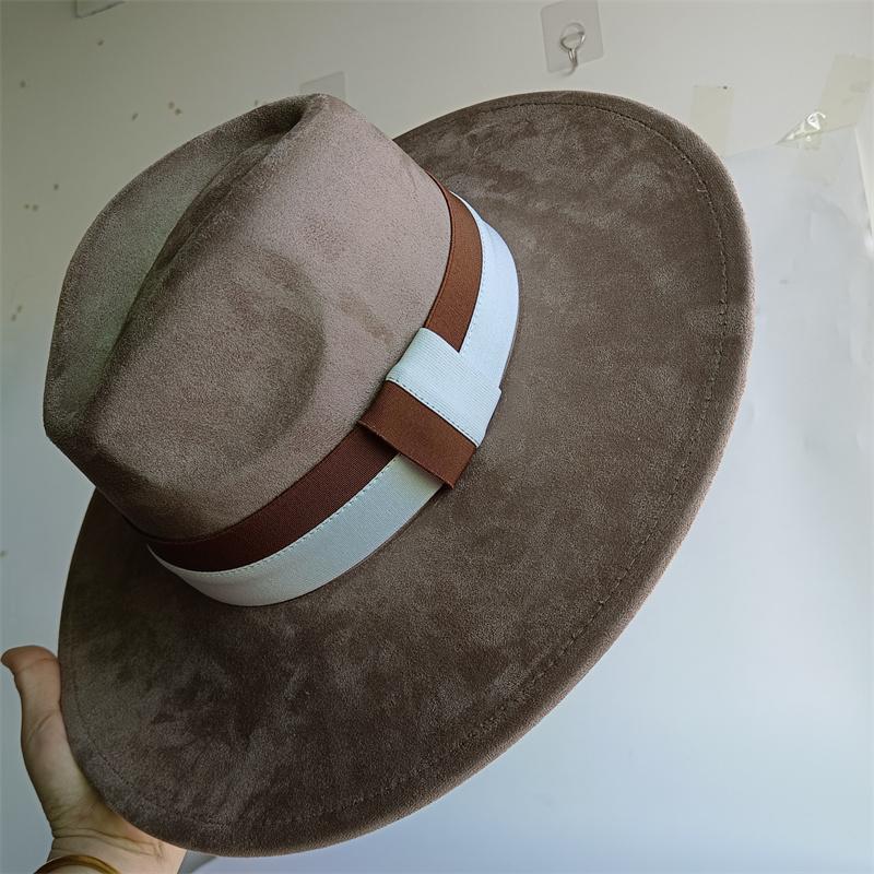 Elastisches Band Buntes Wildlederhut Herbst und Winter Damenfilzhut Breitkrempiger Hut Britischer Stil Retro Herrenhut Gorras Hombre