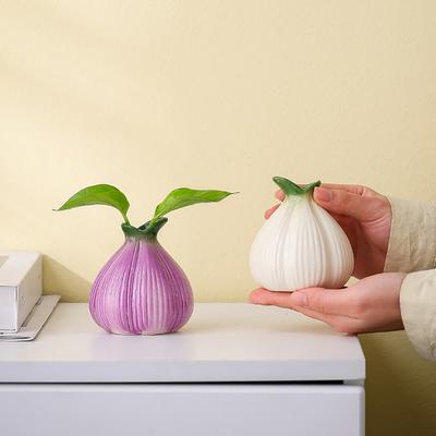 Onion Shape Ceramic Vase Small Decorative Flower Vase Hydroponic Plant Holder for Living Room Wedding Party Home Kitchen Table Decor