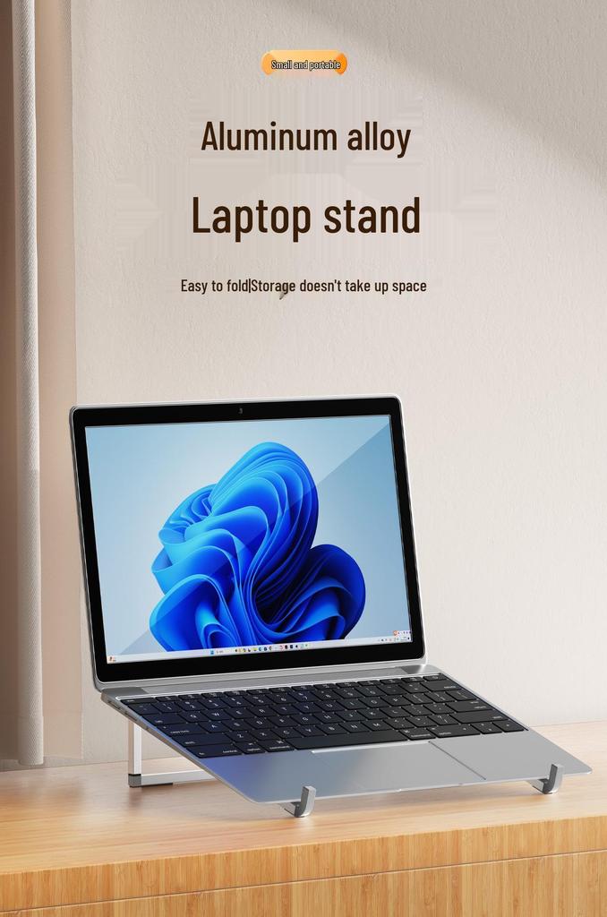Portable Aluminum Laptop Stand: Adjustable Folding Cooling Holder