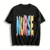 Süßes Krankenschwester-Thema Aufdruck Lässiges T-Shirt Stern Herz Muster Oberteil Für Medizinisches Personal Reines Baumwoll-T-Shirt
