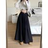 2026 New High-Waist A-Line Chic Long Suit Half-Skirt for Women - Spring/Autumn Korean Style Slimming Umbrella Skirt