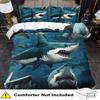 Quilt Cover Set 2/3pcs Bedding Set Deep Sea Shark Printed Duvet Cover Set King Queen Style Bedding Set Polyester