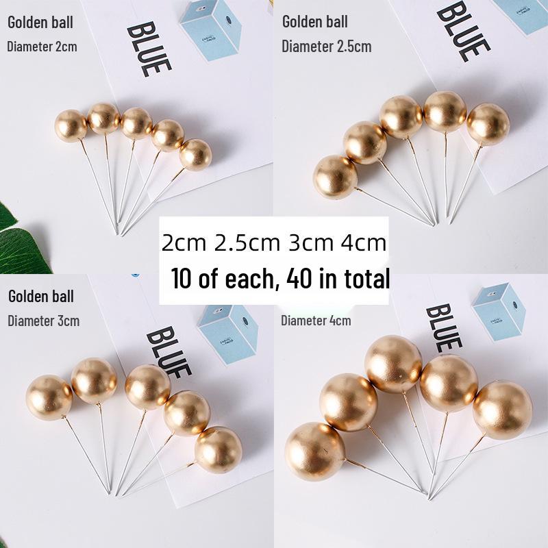 Golden and Silver Ball Cake Decorations with Colorful Birthday Insert Card