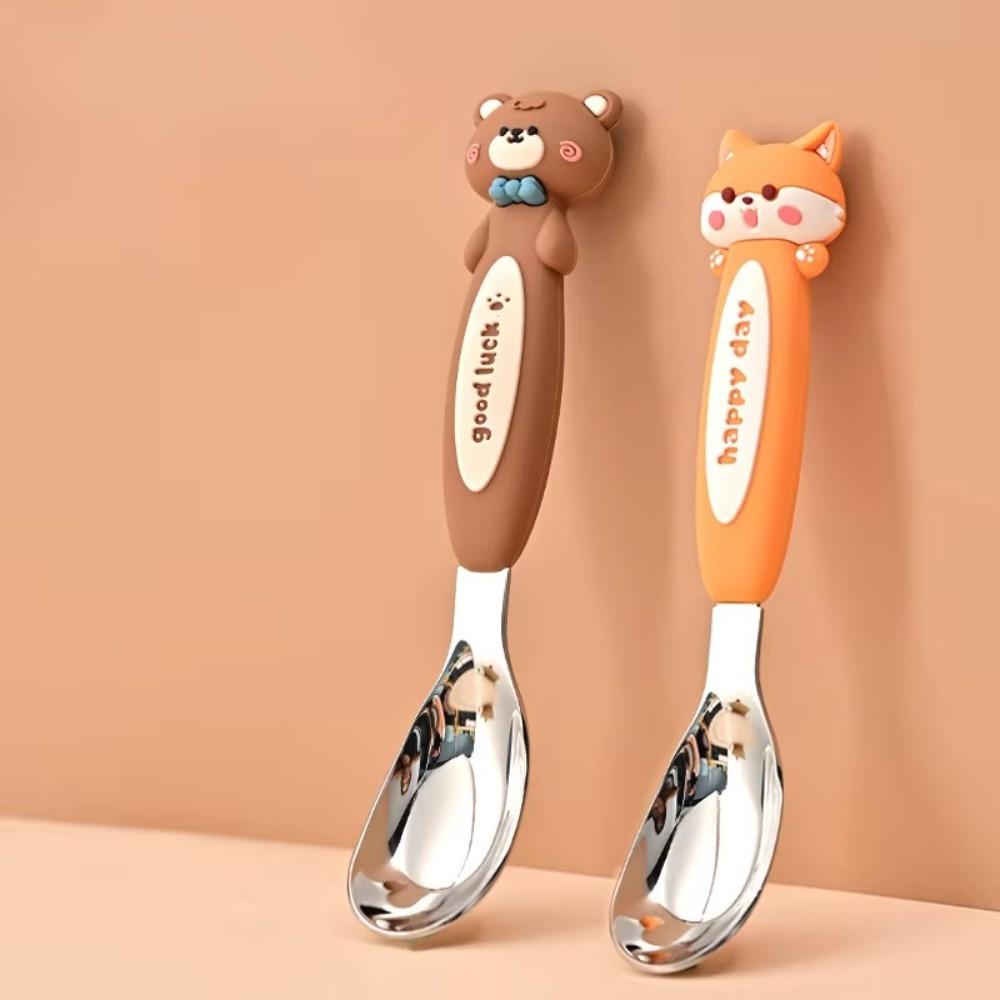 Stainless Steel Baby Feeding Spoon 3D Animal Meals Dessert Fruit Spoon Rice Spoon  Food Accessories