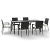 VidaXL 7-Piece Garden Dining Set and Cushions Black Wicker 3185135