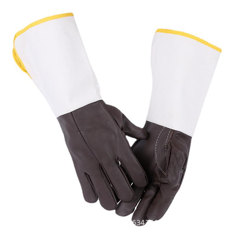 Dark Leather Heat-Resistant Welding Gloves - Tear & Cut Resistant, High Temperature Protection