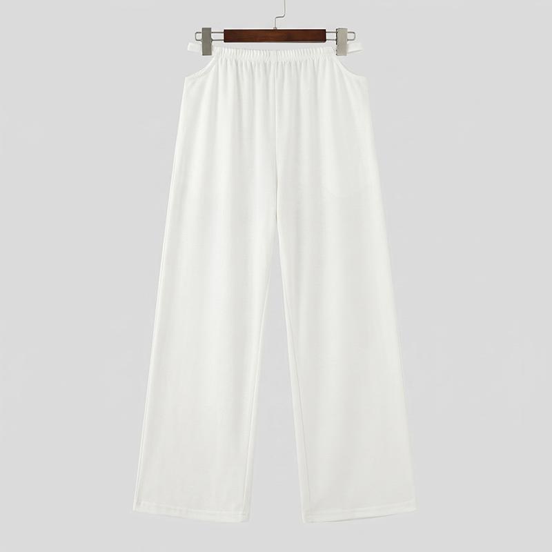 INCERUN Pantaloni Lunghi Casual da Uomo con Vita Elastica e Cut-out Pantaloni da Casa Loungewear