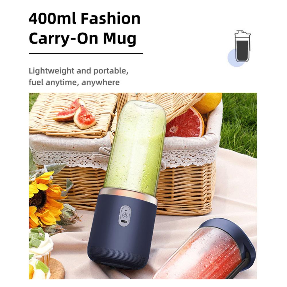 Blender portabil Smoothie Maker Mini blender cu sucuri Cupă reîncărcabilă pentru storcator de fructe Mixer 400 ml 6 lame pentru călătorii