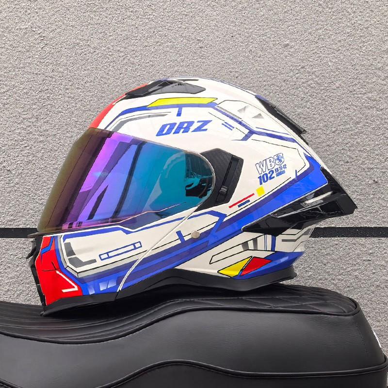 DOT ECE Certified Full Face Motorcycle Helmet Men Women ABS Shell Flip-Up Visor All-Season Use