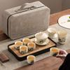 High-end Huang Ru Kiln Travel Kung Fu Tea Set Household Portable Cover Bowl Teacup Teapot Light Luxury Business Gifts