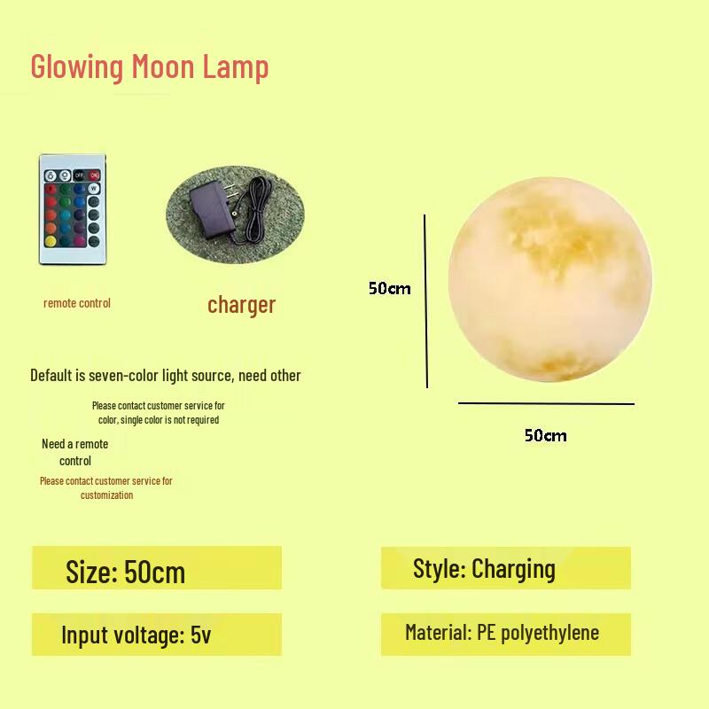 HEIXIE Outdoor 50cm Rechargeable LED Moon Lamp