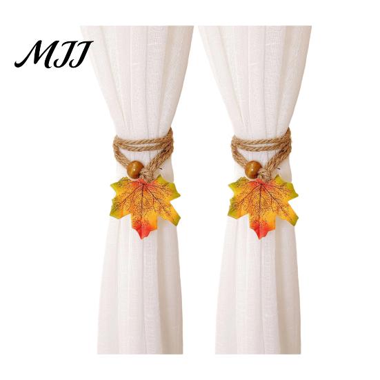Rustic Autumn Room Accents Maple Leaf Curtain Tieback, Farmhouse Holder, Adjustable Rope Holders Decorative Drapery Holdback for Living Bedroom Decor