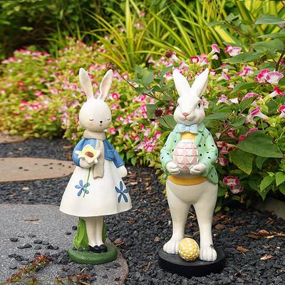 30cm Rabbit Statue Easter Bunny Decor Spring Garden Outdoor Decoration Accessories Home Figurines Ornament Yard Patio Courtyard