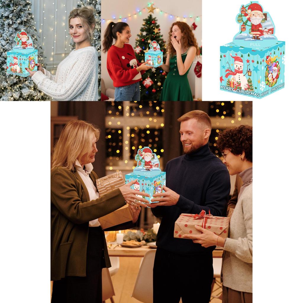 Blue Snowman Santa Claus Pattern Gift Box For Christmas Atmosphere And Gift Exchange