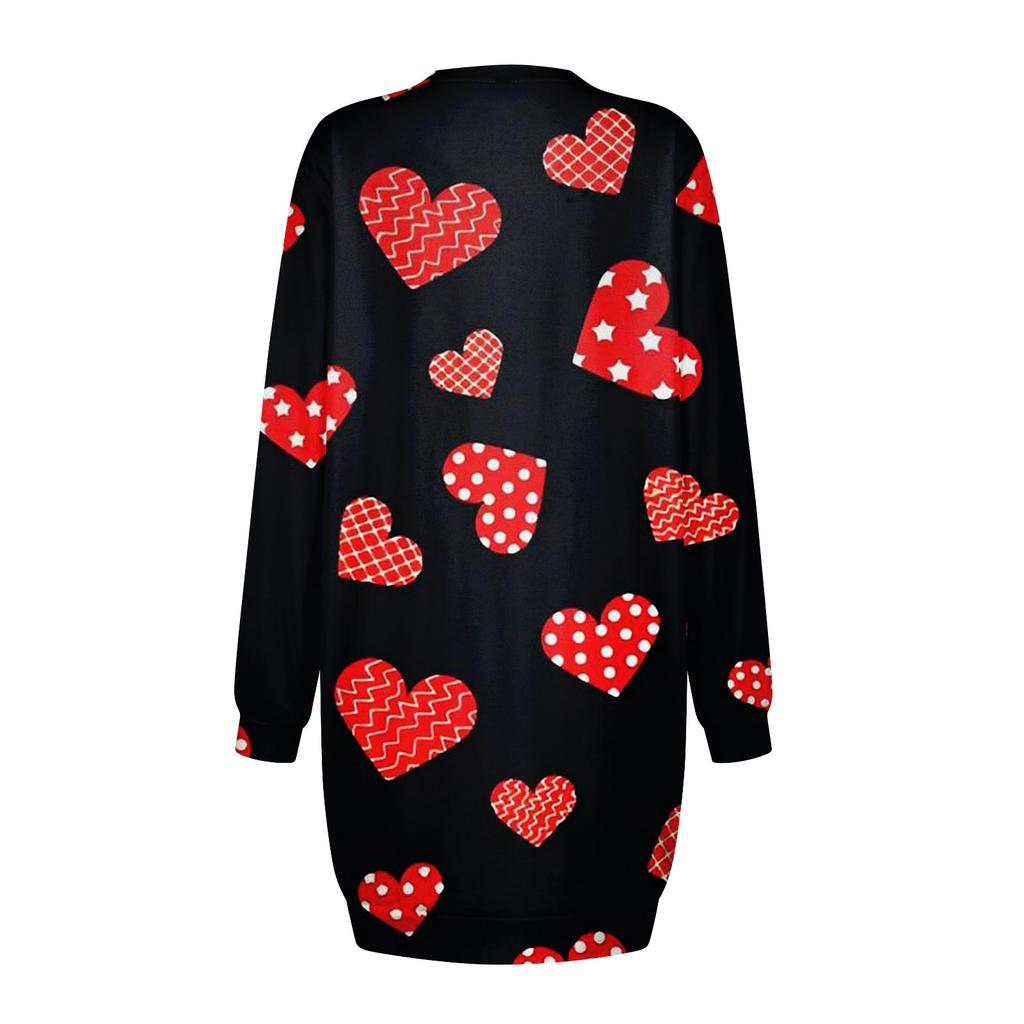 Women's Round Neck Casual Long Sleeved Valentine's Day Fashion Couple Date Dress