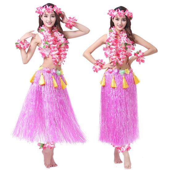 1 Set Hula Skirt High Elastic Eye-catching Plastic Fiber Hawaiian Hula Grass Skirt Set for Summer
