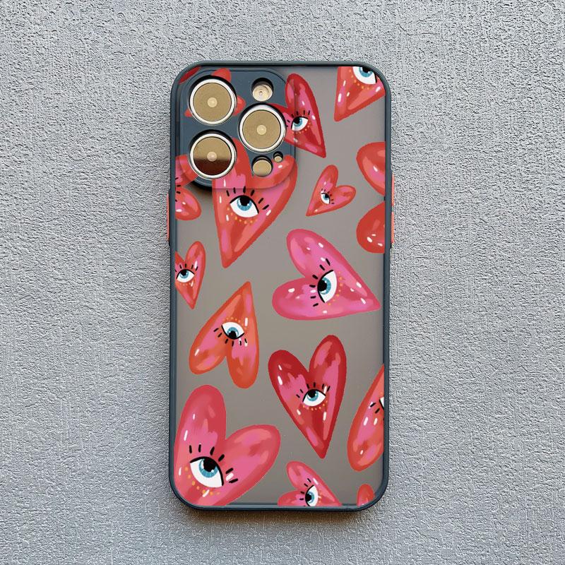 Fashion Lucky Love Heart Evil Eye Print Phone Case for IPhone 16 11 12 13 14 Pro Max Mini 15 14 7 8 Plus SE2 X XR XS Back Covers