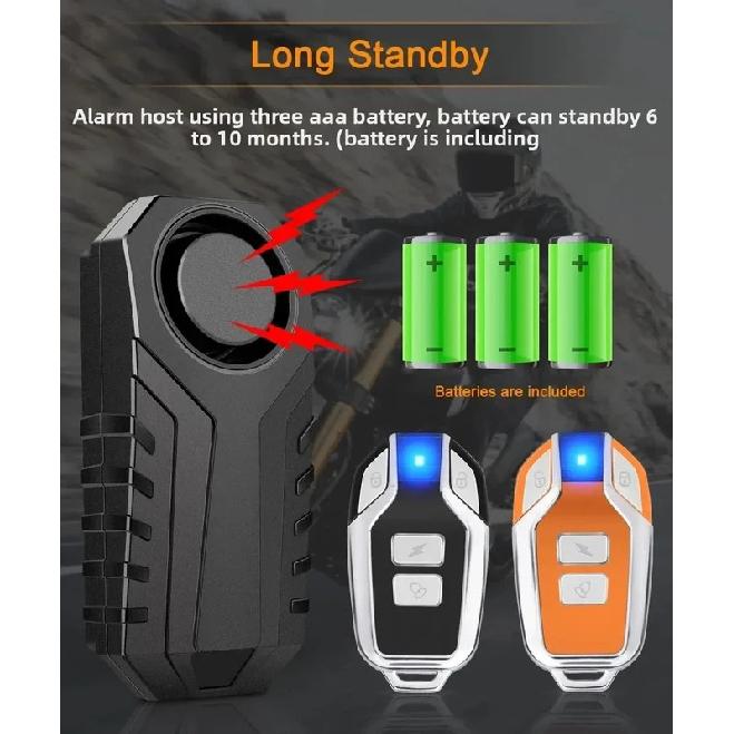 Extractme Wireless Motorcycle Vibration Alarm IP55 Waterproof Bicycle Alarm Remote Control Anti-theft Bike Detector Alarm System