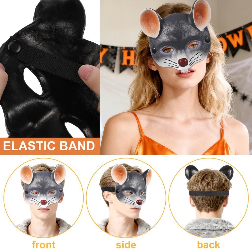 1Pcs Carnival Mouse Mask Creative 3D Party Face Cover Halloween Masquerade Cosplay Dance Supplies Light Grey Carnival Mask