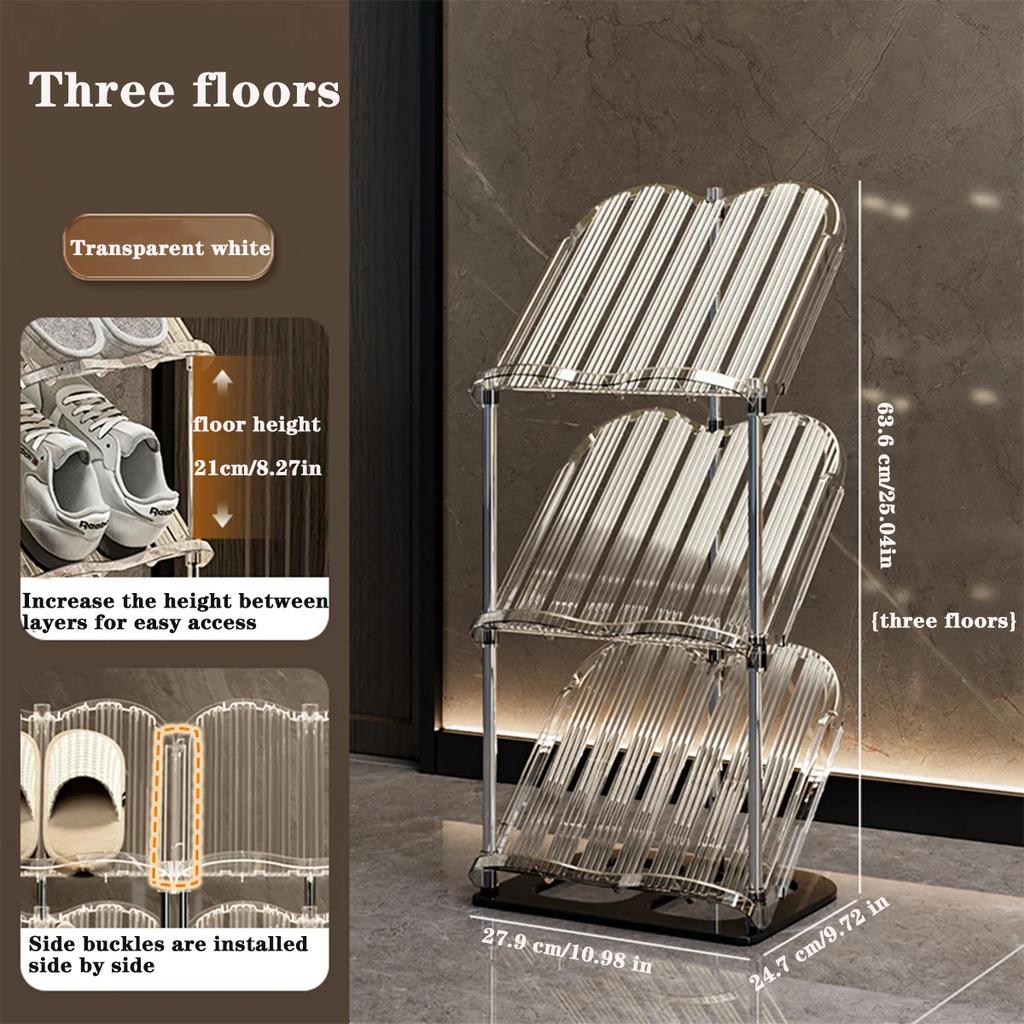 Multi-Layer Household Shoe Storage Rack Transparent Stackable Shoe Rack Easy To Install Space-Saving Shoe Cabinet for Apartment
