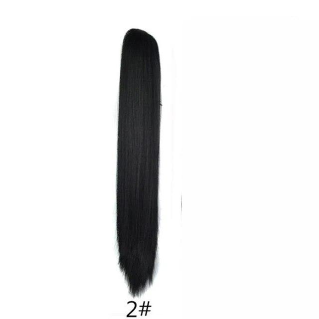 Synthetische Pferdeschwanz-Haarverlängerungen, lange, gerade Klaue, Clip-in/on-Pferdeschwanz für Frauen, tägliche Party, 55,9 cm, hitzebeständiges Kunsthaar
